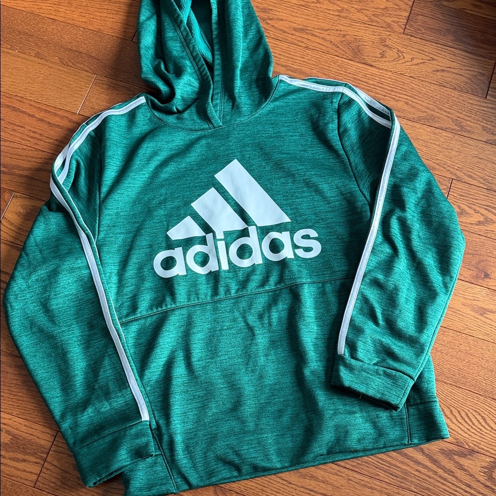 adidas Teal Green Hooded Pullover with White Logo